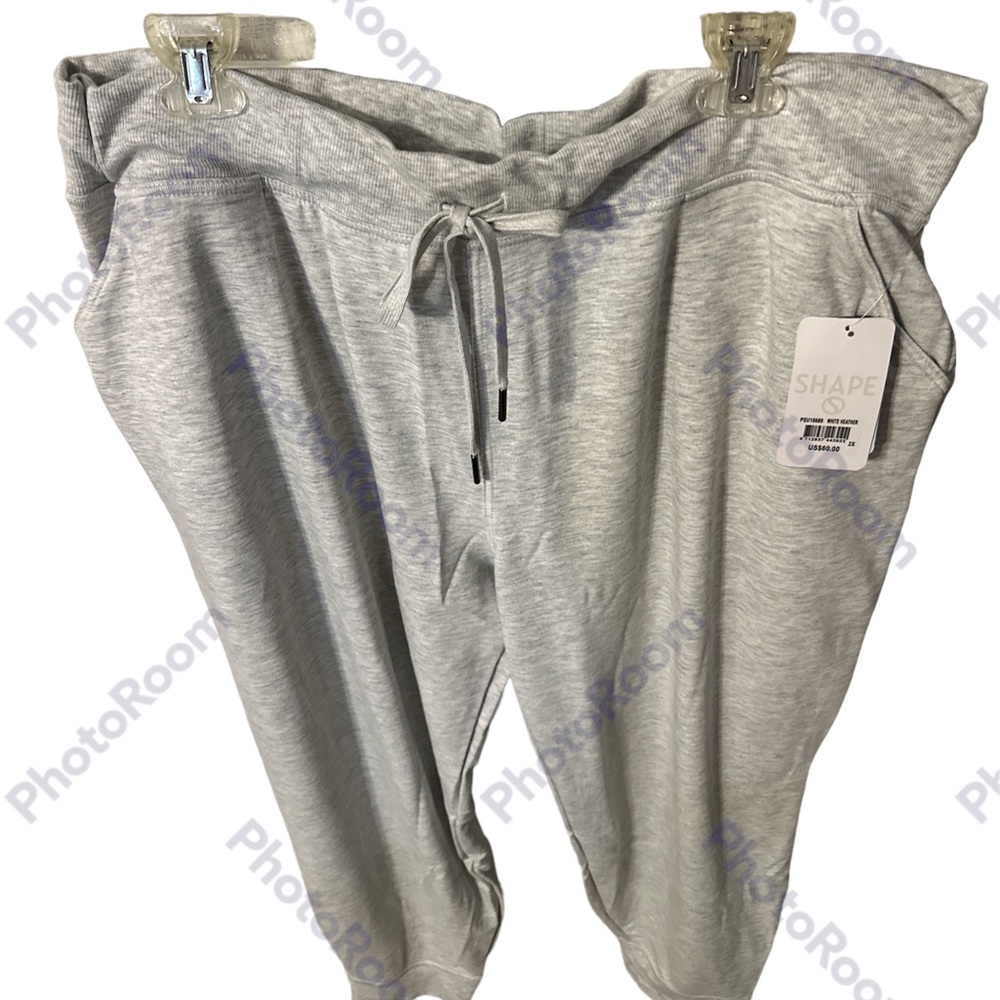 NWT shape activewear white Heather jogging pants with drawstring and pockets 2x